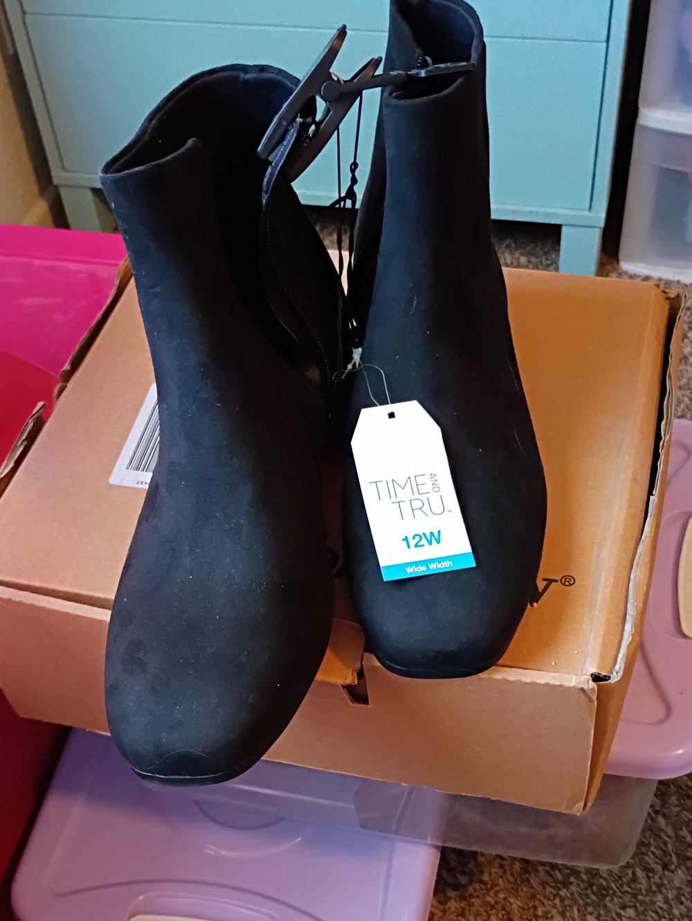 Time and Tru Black Wide Women's Ankle Booties